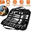 Stainless Steel BBQ Grill Tool Kit Grilling Utensil Accessories w/ Spatula Tongs Fork Knife
Brush Pepper Salt Shaker Bottle Grilled Skewers Corn Need
