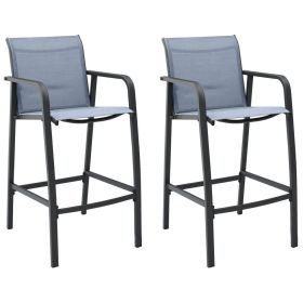 Patio Bar Chairs 2 pcs Gray Textilene
