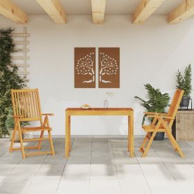 3 Piece Patio Dining Set Solid Wood Acacia