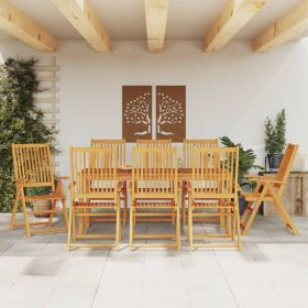 9 Piece Patio Dining Set Solid Wood Acacia