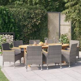 9 Piece Patio Dining Set with Cushions Gray